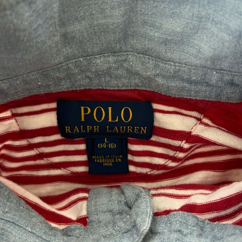 Kids Polo by Ralph Lauren Stripe Iconic Mesh Polo Shirt Large 14/16 - Picture 7 of 7